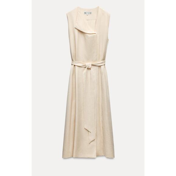 Nwt- Zara DRESS WITH PLEATED BACK ZW COLLECTION-XS - Picture 3 of 8